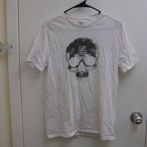 NWOT white Express logo skull graphic tee shirt M